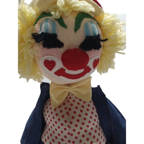 Clown Large Vintage Clown Doll Handmaid Yellow hair Sleeping clown Collectible - Picture 2 of 12